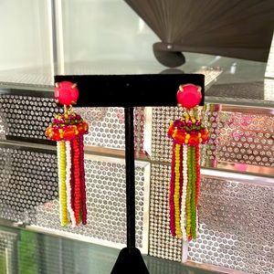 JCrew Multi Color Beaded Tassel Earrings